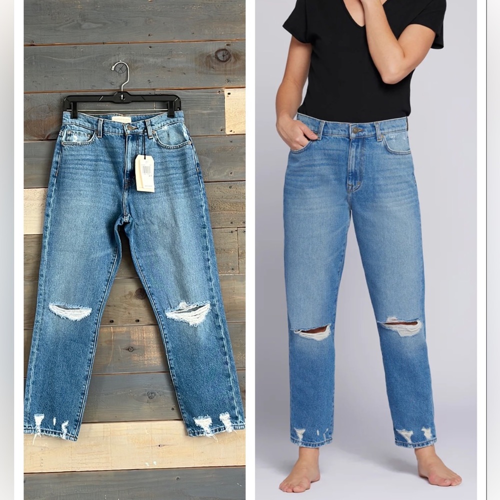 Current Elliott Boyfriend Distressed Jeans Blue 27